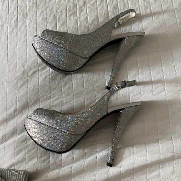 Silver glitter Stuart weitzman platform pumps - Picture 3 of 5